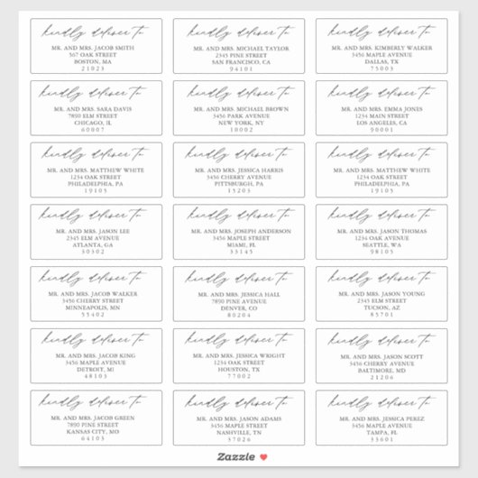 Calligraphie Script Mariage Étiquette de adresse i (Feuille)