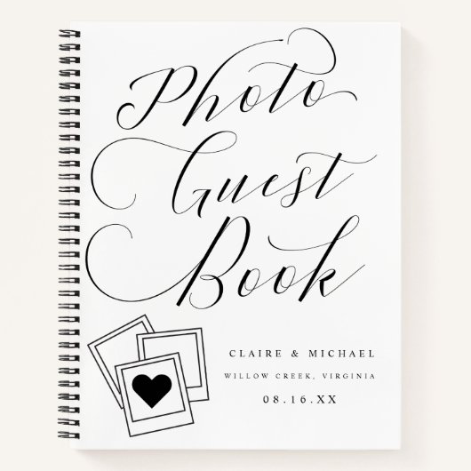Calligraphie Script Mariage Photo Livre d'invité (Devant)