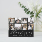 Calligraphie Script photo Merci noir carte postale (Debout devant)