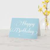 Calligraphie simple Bleu clair Bonne carte d'anniv (Fleur jaune)