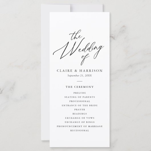 Calligraphie simple élégante 4x9 Programme de mari (Devant)