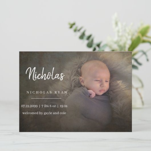 Calligraphie simple Faire-part bébé (Debout devant)