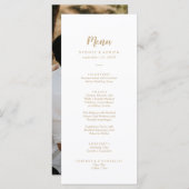 Calligraphie simple|Gold Photo Mariage Dinner Menu (Devant / Derrière)