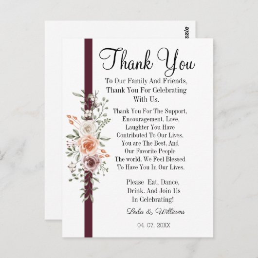 Calligraphie simple Mariage de texte Carte de reme (Devant / Derrière)