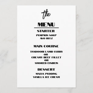 Calligraphie simple Menus de Mariage rustique