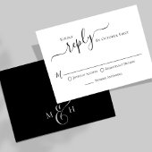Calligraphie simple Noir blanc choix de repas RSVP