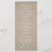 Calligraphie simple programme de mariage de verdur (Dos)