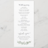 Calligraphie simple programme de mariage de verdur (Dos)