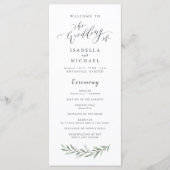 Calligraphie simple programme de mariage de verdur (Devant)