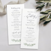 Calligraphie simple programme de mariage de verdur