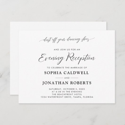 Calligraphie Soirée Mariage Réception Invitation (Devant / Derrière)