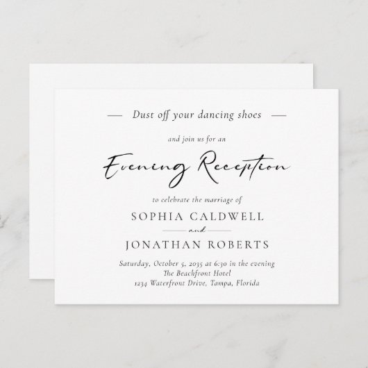 Calligraphie Soirée Mariage Réception Invitation (Devant / Derrière)