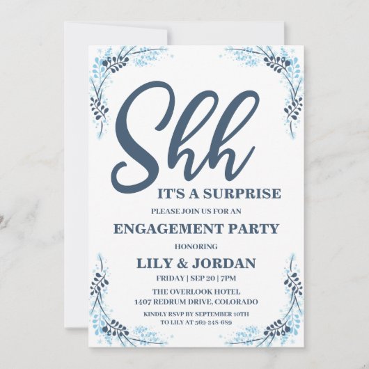 Calligraphie Surprise Engagement Party Invitation (Devant)