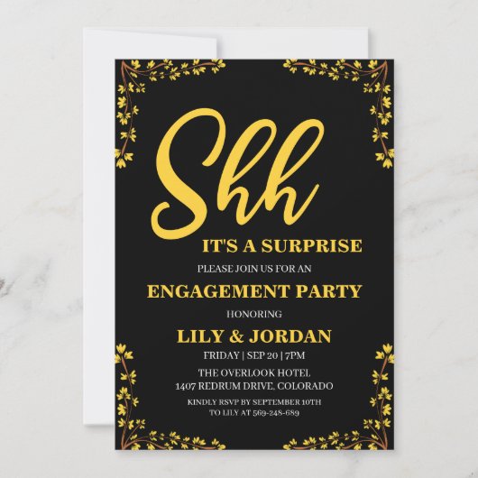 Calligraphie Surprise Engagement Party Invitation (Devant)