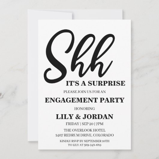 Calligraphie Surprise Engagement Party Invitation (Devant)