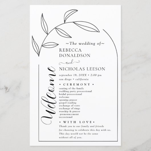 Calligraphie Texte Script Programme de mariage (Devant)