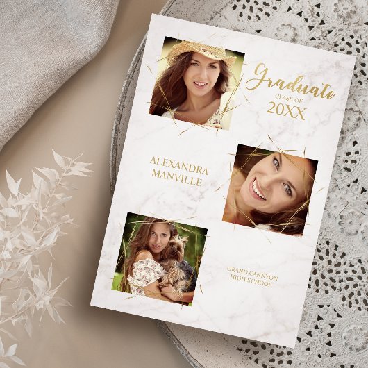 Calligraphie Trois photos Faire-part diplômée