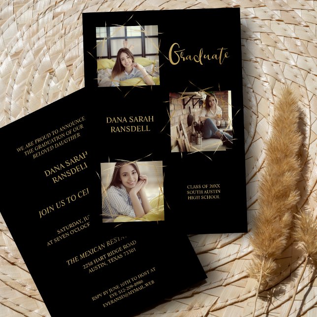 Calligraphie trois photos Invitation de diplômés (Créateur téléchargé)