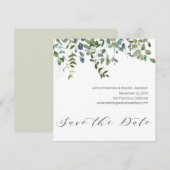 Calligraphie Végétal Eucalyptus Save the Date (Devant / Derrière)