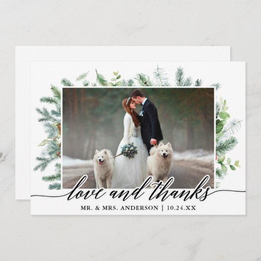 Calligraphie Verdure Pine Love Merci Mariage (Devant / Derrière)