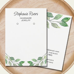 Calligraphie verte Boucles d'oreilles Bijoux Carte