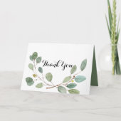 Calligraphie verte Carte de remerciements Mariage (Devant)