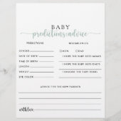 Calligraphie verte Prédictions pour bébés Cartes d (Devant)