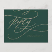 Calligraphie verte romantique Menu Choix RSVP (Devant)