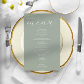 Calligraphie verte simple menu de mariage élégant