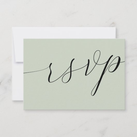 Calligraphie verte SimpleSage Mariage RSVP (Devant)
