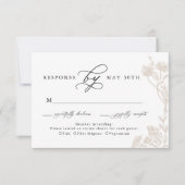 Calligraphie Vintage Fleur Mariage Rsvp (Devant)