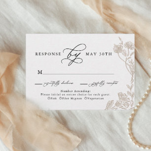 Calligraphie Vintage Fleur Mariage Rsvp