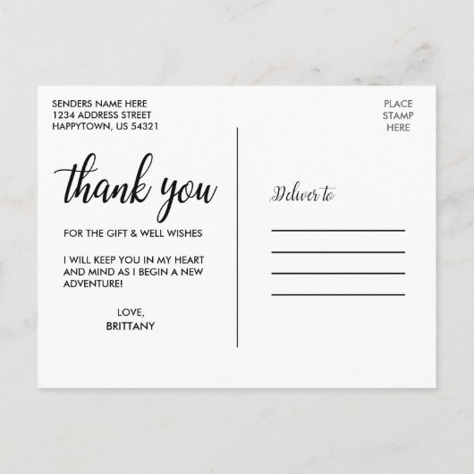 Calligraphy Afstudeercadeau 4 Foto Collage Bedankt Briefkaart (Achterkant)