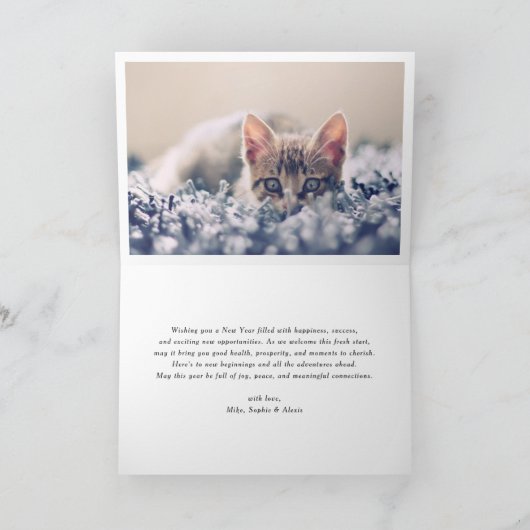 Calligraphy and Wreath New Year Photo Green Feestdagen Kaart (Binnen)