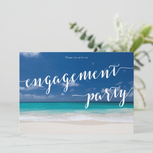 Calligraphy Beach Engagement Party Invitation (Debout devant)