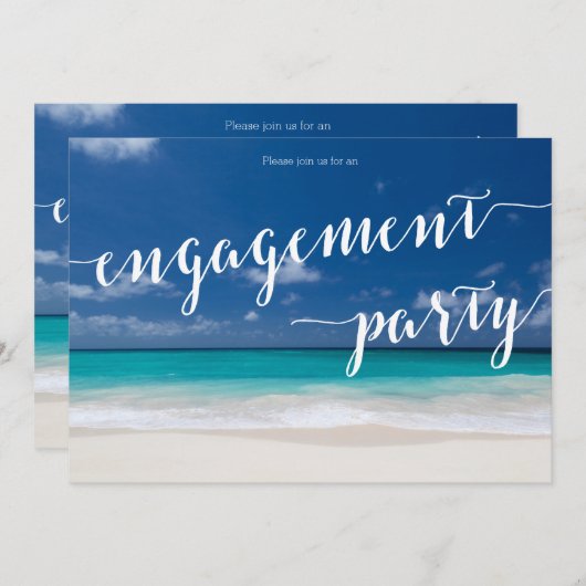Calligraphy Beach Engagement Party Invitation (Devant / Derrière)