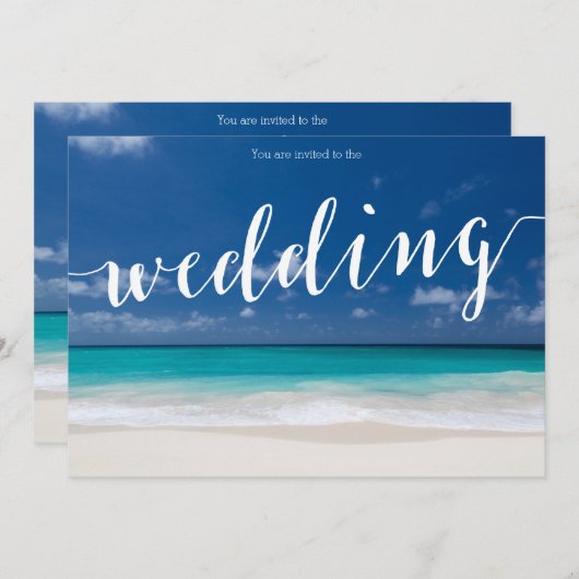 Calligraphy Beach Wedding Invitations (Devant / Derrière)
