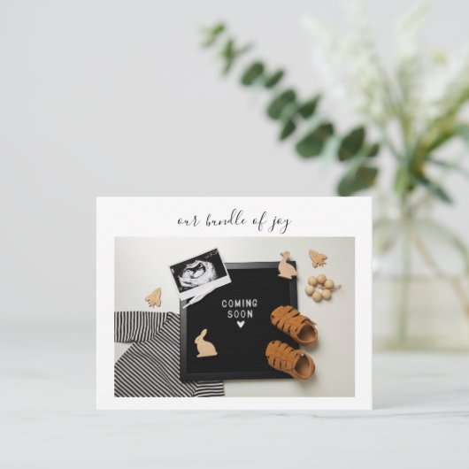 Calligraphy Bundle of Joy Baby Announcement Card Bedankkaart (Staand voorkant)
