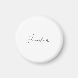 Calligraphy Elegant Black White Plain Simple Name Magneet