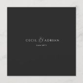 Calligraphy Elegant Square Black Wedding Menu (Dos)