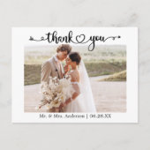 Calligraphy Hart 2 Foto Trouw Dank Je Briefkaart (Voorkant)