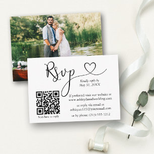 Calligraphy Hart Foto QR Trouw RSVP Informatiekaartje