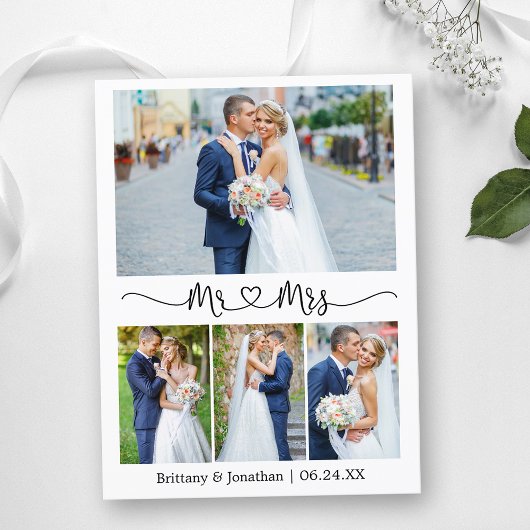 Calligraphy Hart Trouw 4 Foto Bedankt Briefkaart