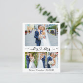 Calligraphy Hart Trouw 4 Foto Bedankt Briefkaart (Staand voorkant)