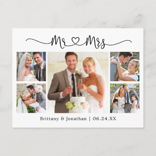 Calligraphy Hart Trouw 5 Foto Dank U Briefkaart (Voorkant)