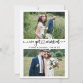 Calligraphy Heart We Got Married 2 Photos Wedding Aankondiging (Voorkant)