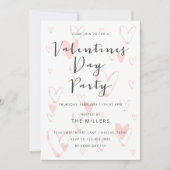 Calligraphy Hearts Valentijn Party Kaart (Voorkant)