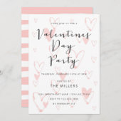 Calligraphy Hearts Valentijn Party Kaart (Voorkant / Achterkant)