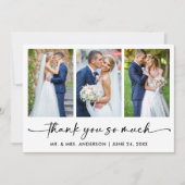 Calligraphy Inktpen Script 3 Foto Huwelijk Bedankkaart (Voorkant)