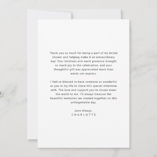 Calligraphy Liefde & Dankbaarheid Boog Foto Bruids Bedankkaart (Achterkant)